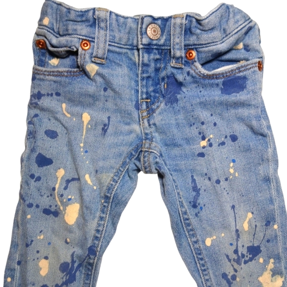 Ralph Lauren Girls Paint Bowery Skinny Medium Wash Denim Jeans Size 2T